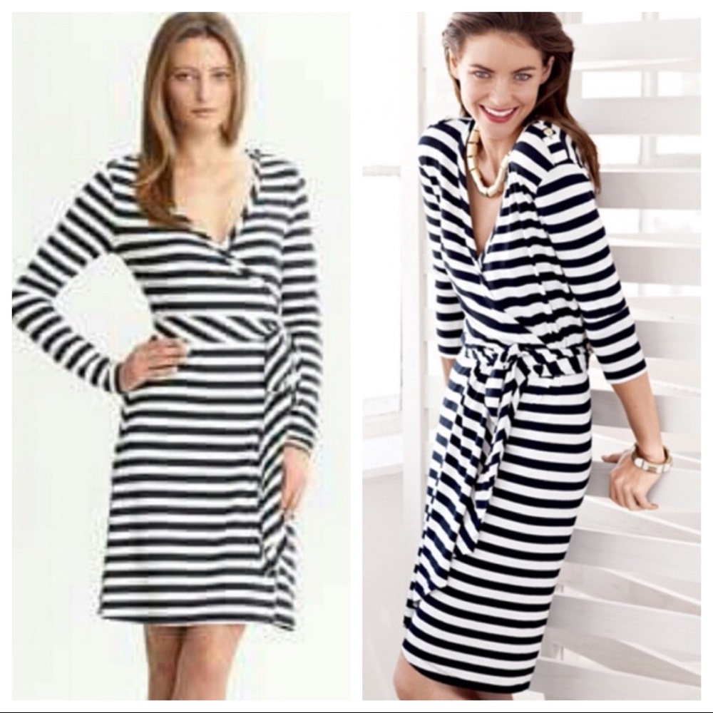 S Banana Republic Wrap dress navy white Stripe - Picture 1 of 5